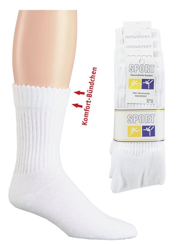 Tennissocken weiss, Komfortbund (5er Pack)